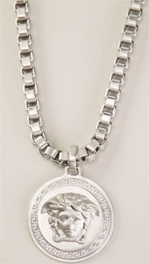 silver versace pendant|Versace medusa pendant necklace.